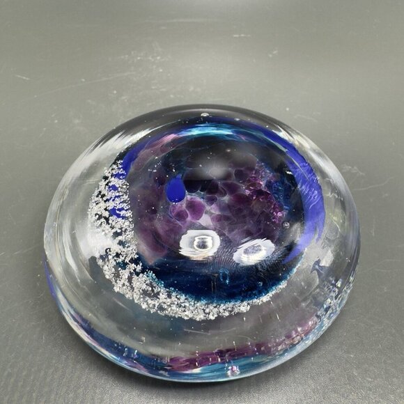 Venetian Italian Art Glass Paperweight Hand Blown With Silver Flecks Multicolor - Picture 14 of 15